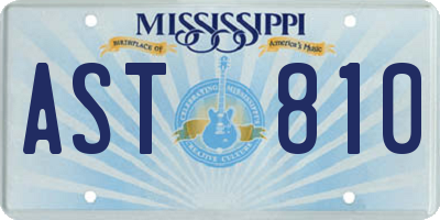 MS license plate AST810