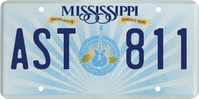 MS license plate AST811