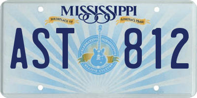 MS license plate AST812