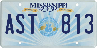 MS license plate AST813