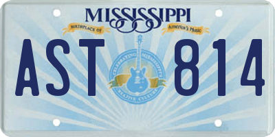 MS license plate AST814