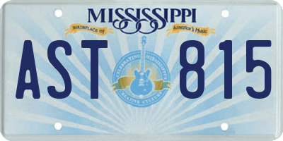 MS license plate AST815