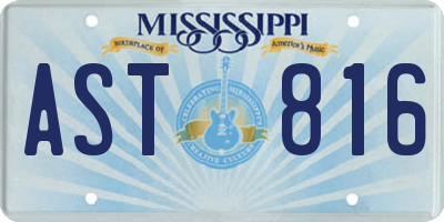 MS license plate AST816