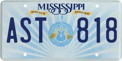 MS license plate AST818