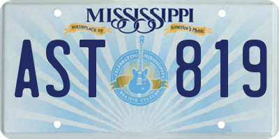 MS license plate AST819