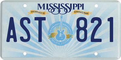 MS license plate AST821