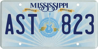MS license plate AST823