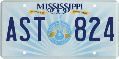 MS license plate AST824