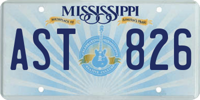 MS license plate AST826