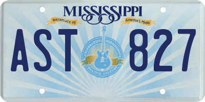 MS license plate AST827