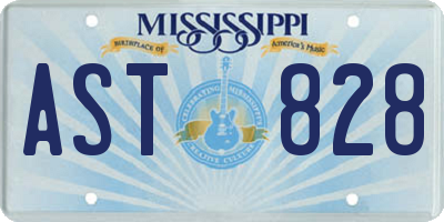MS license plate AST828