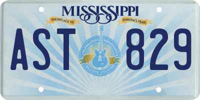 MS license plate AST829