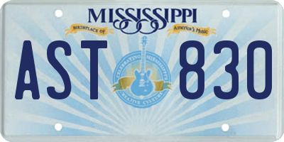 MS license plate AST830