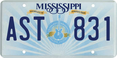 MS license plate AST831