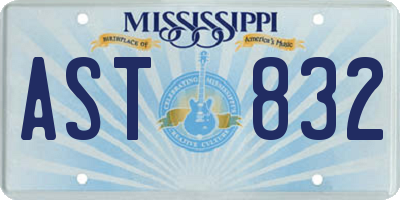 MS license plate AST832