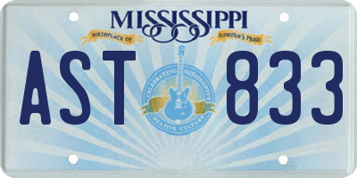 MS license plate AST833