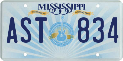 MS license plate AST834