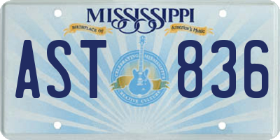 MS license plate AST836