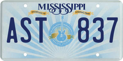 MS license plate AST837