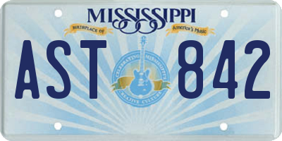 MS license plate AST842