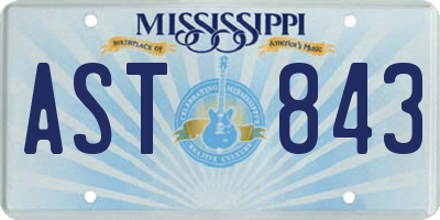 MS license plate AST843