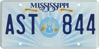 MS license plate AST844