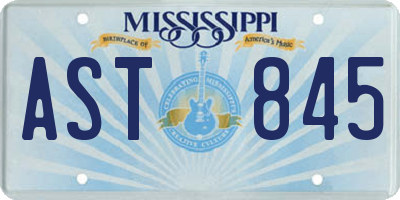 MS license plate AST845