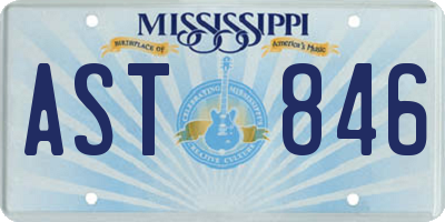 MS license plate AST846