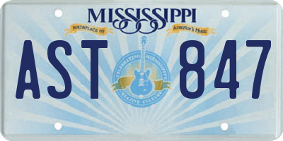 MS license plate AST847