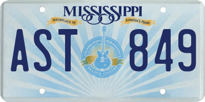 MS license plate AST849