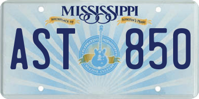 MS license plate AST850