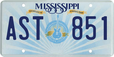 MS license plate AST851