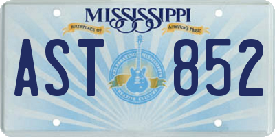 MS license plate AST852