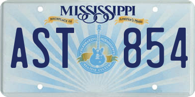 MS license plate AST854