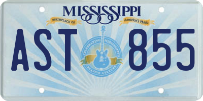 MS license plate AST855