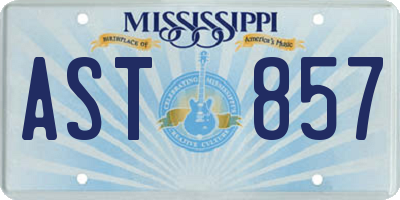 MS license plate AST857