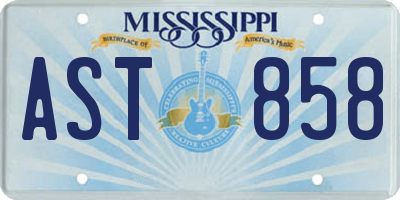 MS license plate AST858