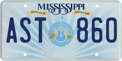 MS license plate AST860