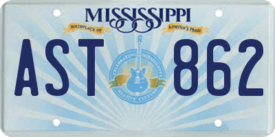 MS license plate AST862