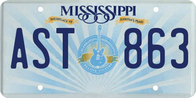 MS license plate AST863