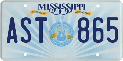 MS license plate AST865