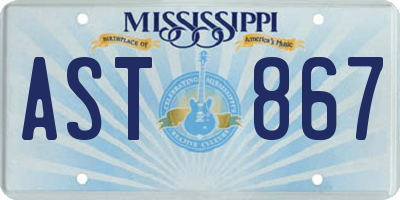 MS license plate AST867