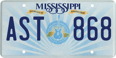MS license plate AST868