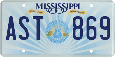 MS license plate AST869