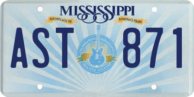MS license plate AST871