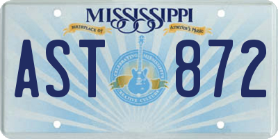 MS license plate AST872