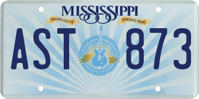 MS license plate AST873
