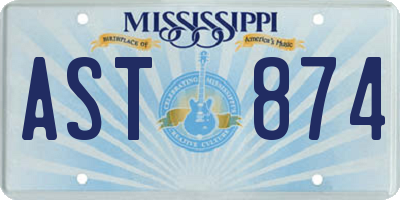 MS license plate AST874