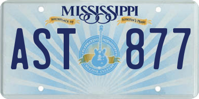 MS license plate AST877