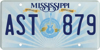 MS license plate AST879